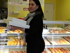 Thick milf buying donuts