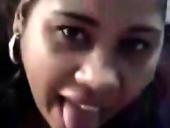 Thick and busty latina sucking on a cock